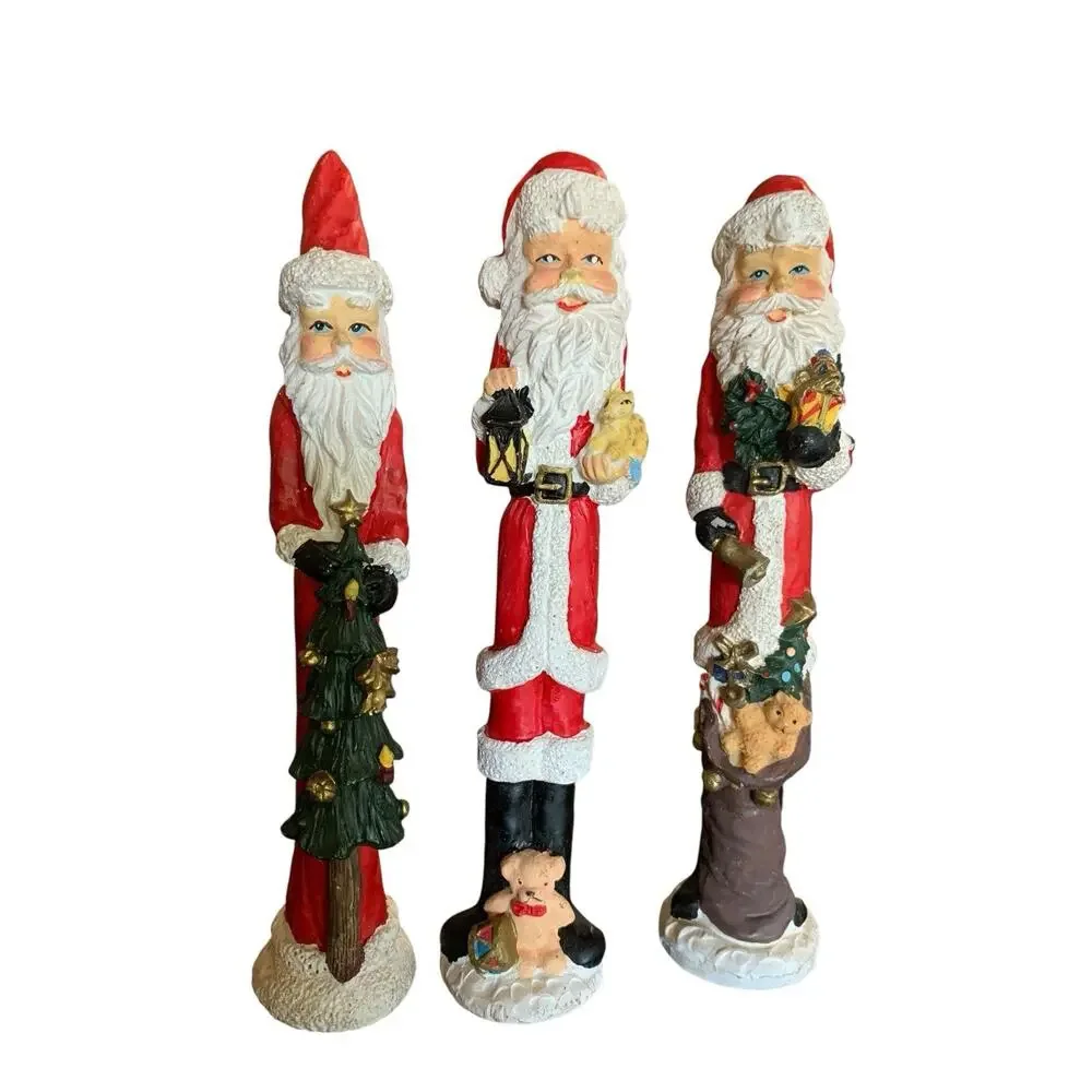 Windsor Collection Lot of 3 Vintage Pencil Santa Figurines Christmas Resin 11.5